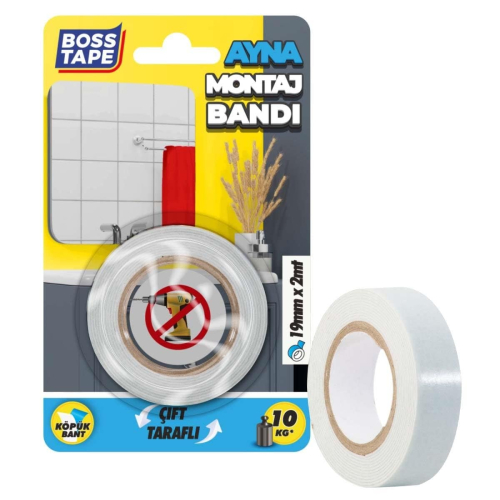 Двухсторонняя вспененная лента для зеркал влагостойкая Boss Tape MMT19x2 (19мм x 2м)