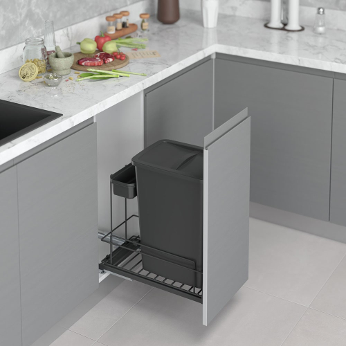 Корзина для мусора выдвижная Starax S-2597-A (35+1л, антрацит)