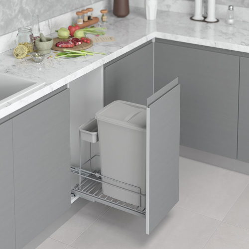 Корзина для мусора выдвижная Starax S-2597-G (35+1л, серый)