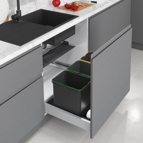 Набор для сбора и сортировки мусора Starax S-2536-A (16+16+1+1л, антрацит)