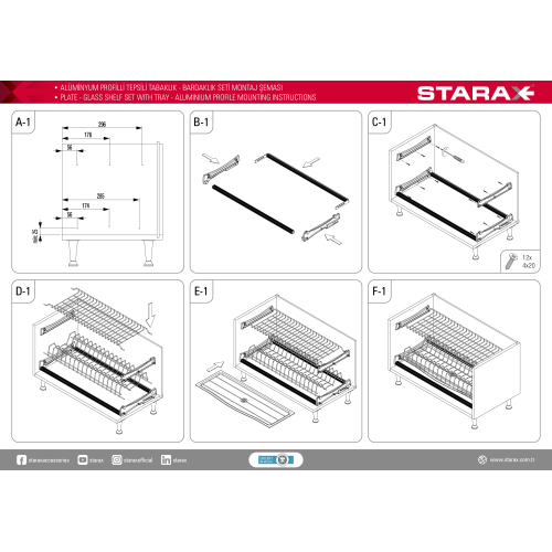 Посудосушитель двухуровневый с алюминиевой рамкой Starax S-5161-A(T) (800мм, антрацит)