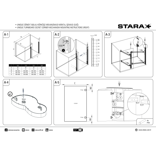 Волшебный уголок поворотный Starax S-3015-UB-W (450мм, левый, белый)
